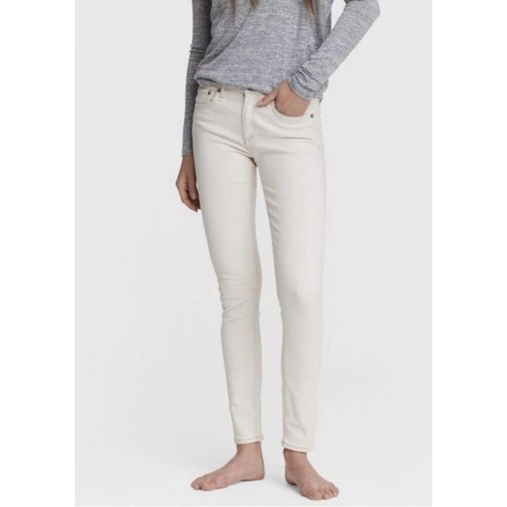 Rag & Bone Cate Mid-Rise Ankle Skinny Jeans Ecru Size 29 Designer Classic Preppy
